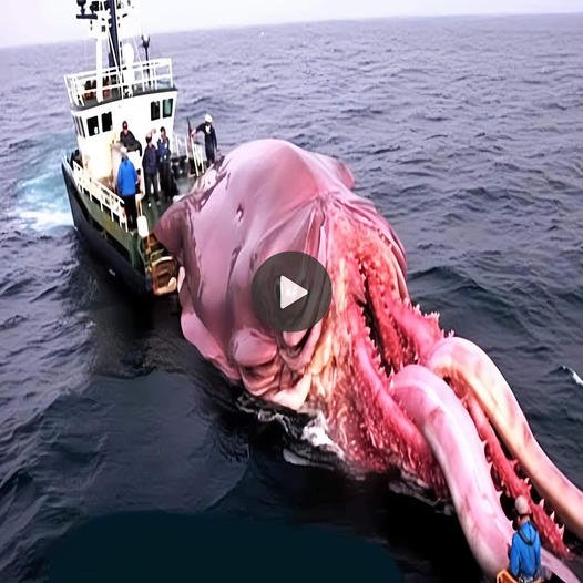 The giant squid weighing 900 Pound was accidentally pulled into the net of a British fisherman, surprising everyone (Video). ‎