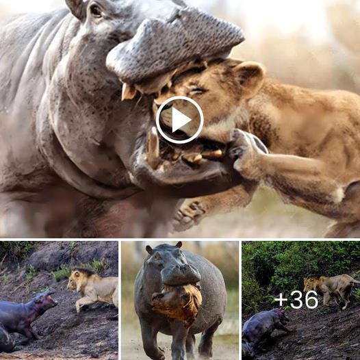 Watch the awesome feat of the hippo and the lion’s head